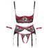 Cottelli Bondage - Ensemble liftant mat et en dentelle (rouge) - XL