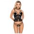 Abierta Fina - tanga et corset ouverts (noir) - M