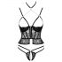 Abierta Fina - tanga et corset ouverts (noir) - M