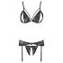 Cottelli - Ensemble de lingerie ouvert en dentelle (noir)