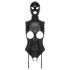 Bad Kitty - body ouvert en haut et en bas avec cagoule (noir) - M