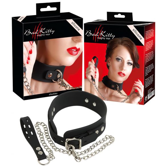 Bad Kitty - collier en silicone avec laisse (noir)