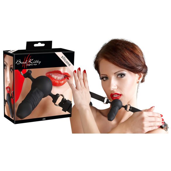 Bad Kitty - bâillon en silicone avec petit gode (noir)