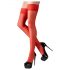 Cottelli - Bas autofixants en satin (rouge) - 3/M-L