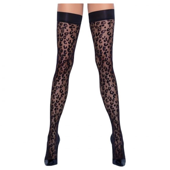 Cottelli Legwear - bas résille léopard (noir) - 4