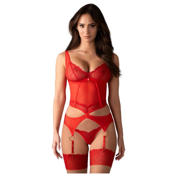 Obsessive Cupide Desir - ensemble en dentelle transparente (rouge)