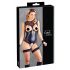 Cottelli Bondage - body ouvert brillant avec menottes (noir) - M