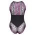 Cottelli Plus Size - Body fleuri (noir-violet)