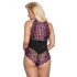 Cottelli Plus Size - Body fleuri (noir-violet) - 3XL