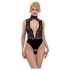 Abierta Fina - body ouvert en dentelle avec strass (noir)