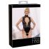 Abierta Fina - body ouvert en dentelle avec strass (noir)