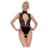 Abierta Fina - body ouvert en dentelle avec strass (noir) - M