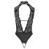 Abierta Fina - body ouvert en dentelle avec strass (noir) - M