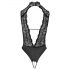 Abierta Fina - body ouvert en dentelle avec strass (noir) - M