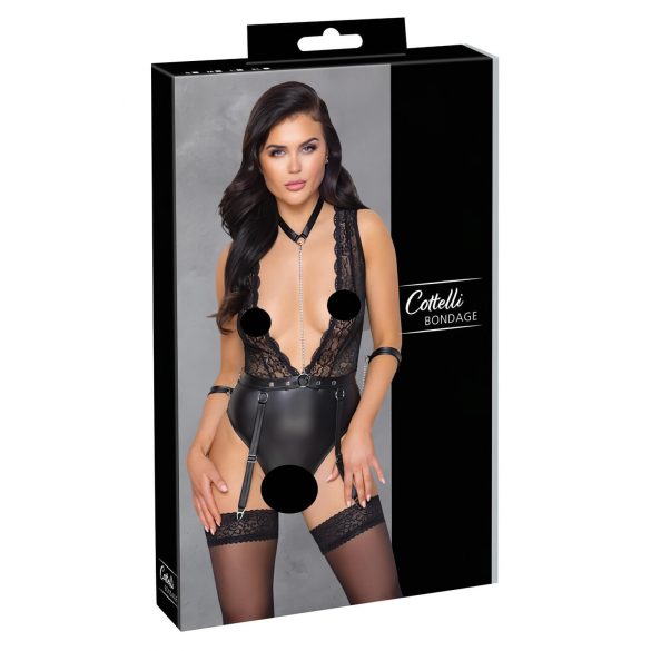 Cottelli Bondage - body en dentelle avec tour de cou (noir)