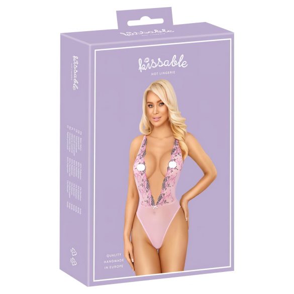 Kissable - body brodé de roses (rose) - L/XL