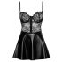 Noir - Robe brillante avec haut en dentelle (noir) - M