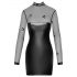 Noir - robe brillante avec haut transparent (noir) - M