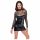 Noir - robe brillante avec haut transparent (noir) - XL