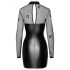 Noir - robe brillante avec haut transparent (noir) - XL