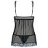 Obsessive Amanta - babydoll avec broderie et string (noir-turquoise)