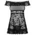 Obsessive Flores - babydoll froufrous et fleurs avec string (noir)