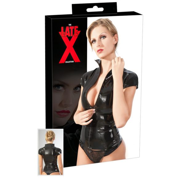 LATEX - haut à manches courtes zippé (noir)