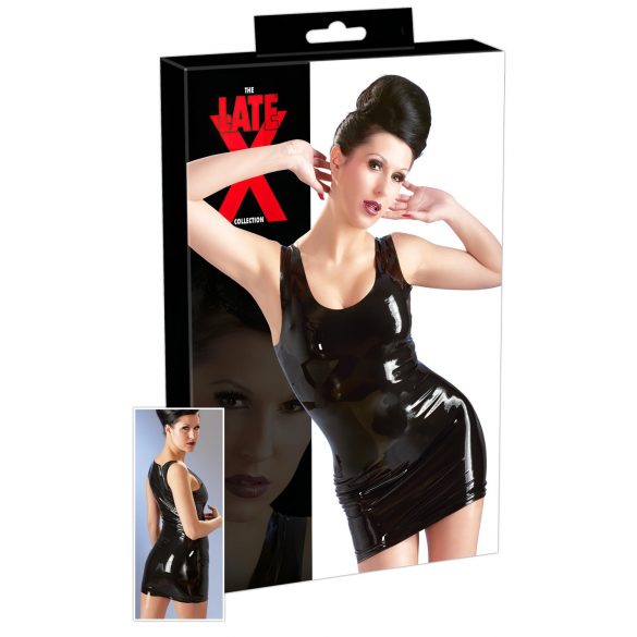 Latex – robe mini sans manches (noir)