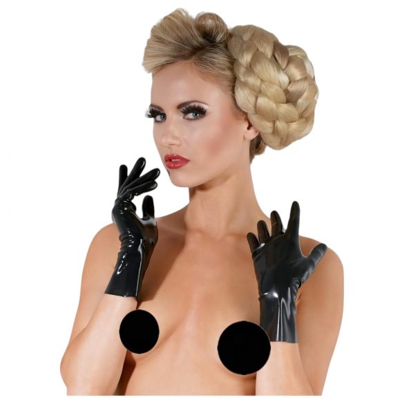 Gants unisex courts en latex (noirs) - M