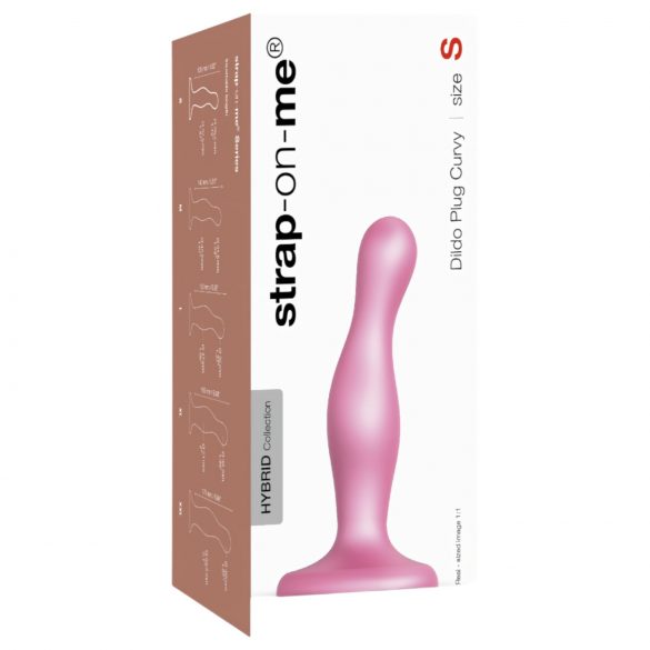 Strap-on-me Courbe S - dildo ondulé avec base (rose)