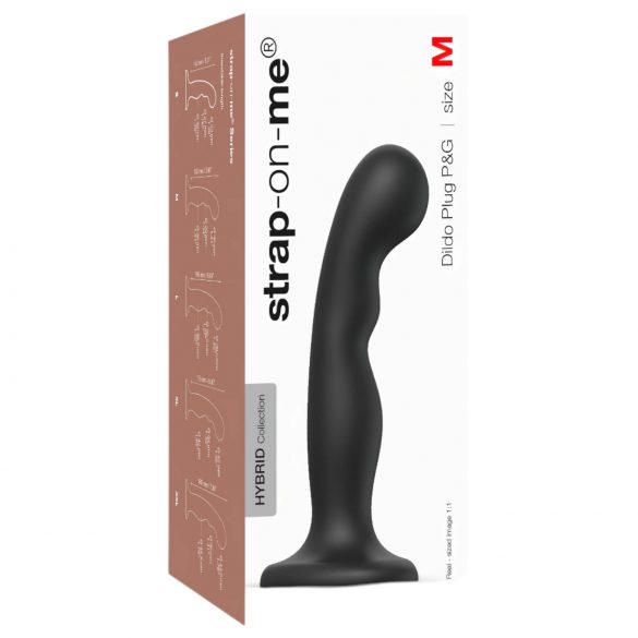 Strap-on-me P&G M - dildo courbé avec base (noir)