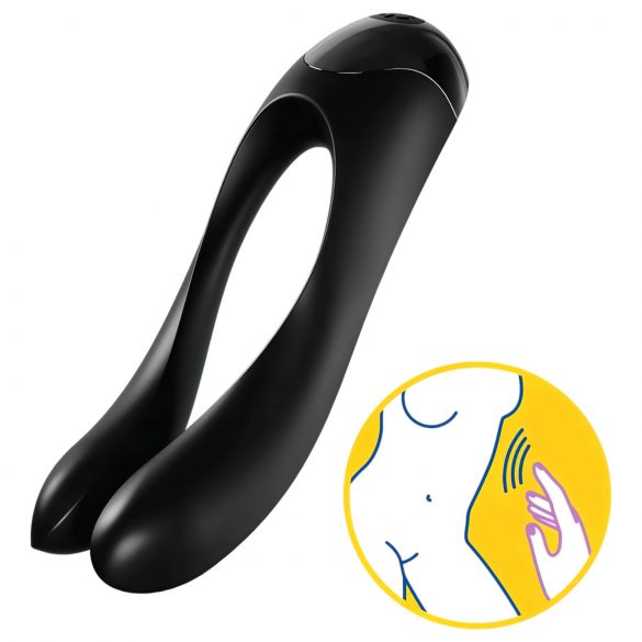 Satisfyer Candy Cane - vibromasseur à double branche rechargeable et étanche (noir)