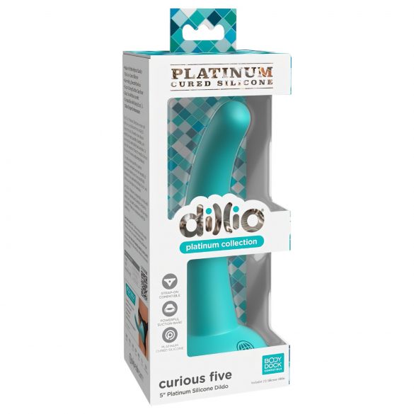 Dillio Curieux Cinq - gode en silicone (15 cm) - turquoise