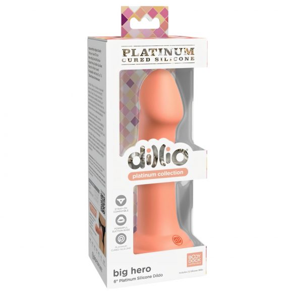 Dillio Big Hero - Godemichet en silicone avec ventouse (17cm) - orange