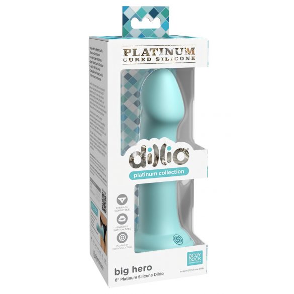 Dillio Big Hero - Dildo à ventouse (17 cm) - Turquoise