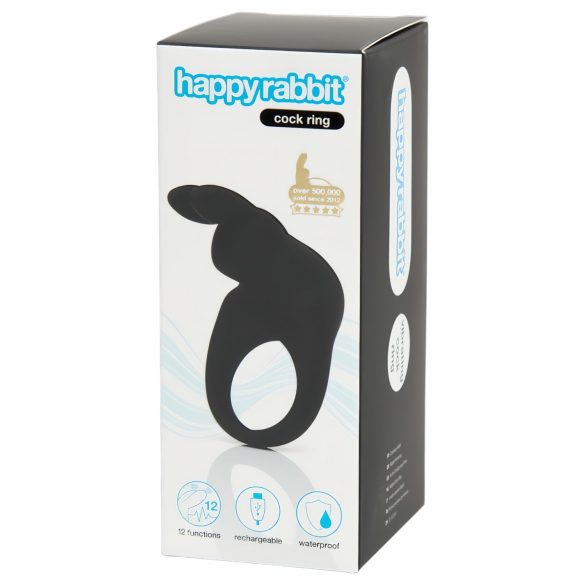 Anneau vibrant Happy Rabbit rechargeable (noir)