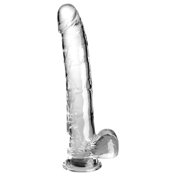 King Cock Clear 11 - gode avec testicules (transparent)