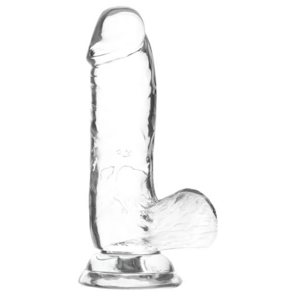 Addiction Cristal - godemichet avec testicules (transparent) - 15cm