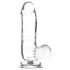 Addiction Cristal - godemichet avec testicules (transparent) - 15cm