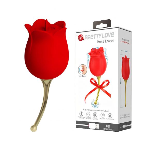 Pretty Love Rose Lover - stimulateur clitoridien 2 en 1 avec langue (rouge)