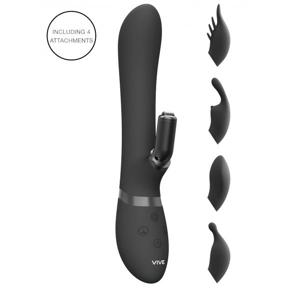 Vive Chou - Vibromasseur avec bras pour le clitoris 4 en 1 (noir)