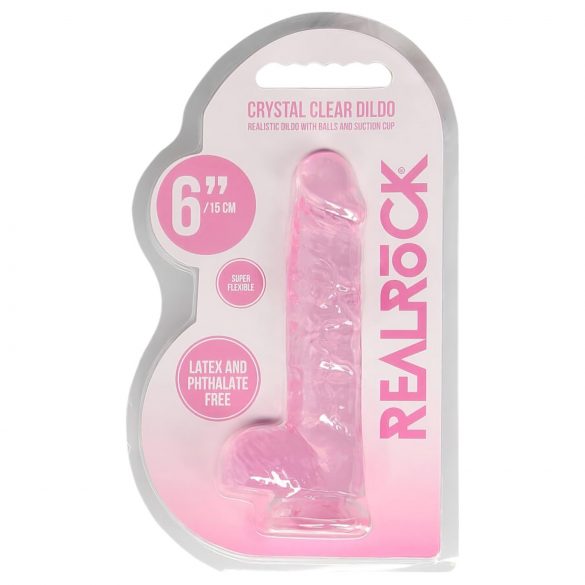 REALROCK - godemichet réaliste transparent rose (15cm)