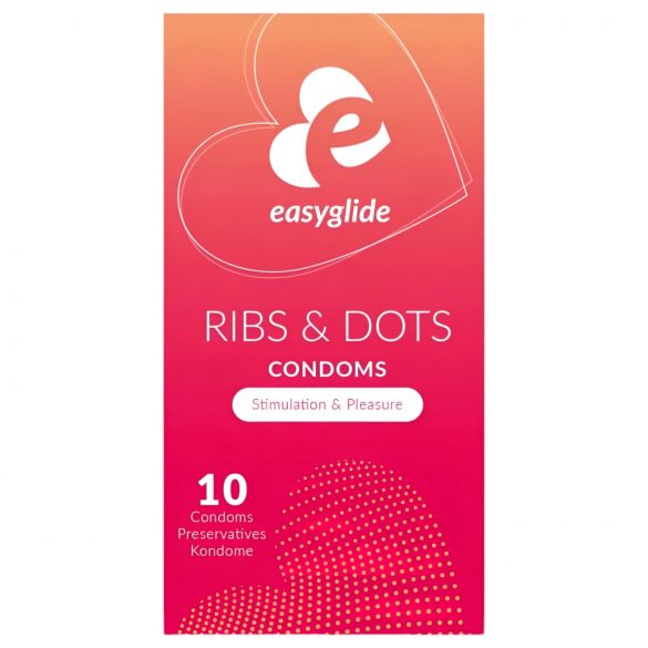 EasyGlide Ribs & Dots - préservatifs avec côtes et points (10 pièces)