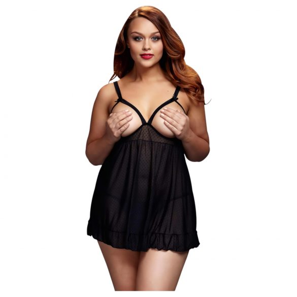 BACI Taille Plus - babydoll ouvert à pois - noir (XL-XXL)