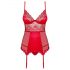 Obsessive Lovica - ensemble porte-jarretelles en dentelle et tanga (rouge) - L/XL