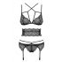 Obsessive Frivolla - ensemble de lingerie en dentelle épicée - 4 pièces (noir) - L/XL