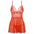 Charmante Babydoll en Dentelle avec String (Rouge)