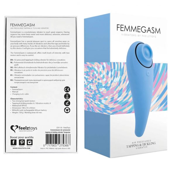 FEELZTOYS Femmegasm - stimulateur clitoridien rechargeable 2en1 (bleu)