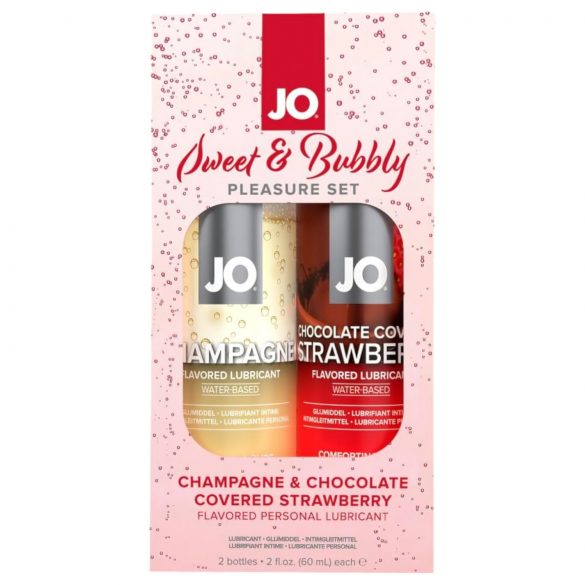 JO System Sweet & Bubble - lubrifiants saveur champagne-fraise chocolaté (2 pièces)